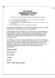 English Worksheet: Assessment - autobiography