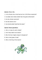 English worksheet: Sea animals test