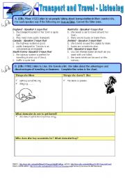 English Worksheet: Transport and Travel - Listening activities