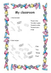 English Worksheet: MY CLASSROOM