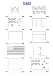 English Worksheet: Flags colour in