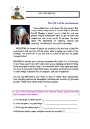 English Worksheet: The Rs of the environment