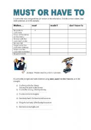 English worksheet: must / have to