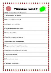 English Worksheet: Passive Voice exercises