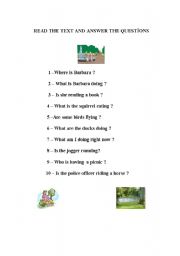 English worksheet: questions of reading