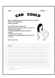 English Worksheet: CAN COULD