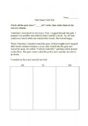 English worksheet: Past tense regular 