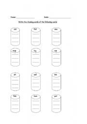 English worksheet: Rhyming words