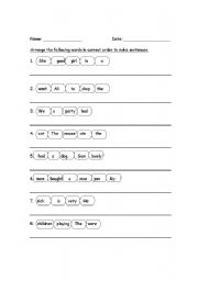English worksheet: Word Order