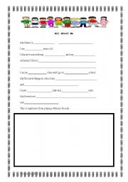 English Worksheet: all about me