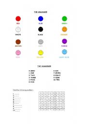 English worksheet: Colours and numbers