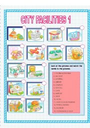 English Worksheet: CITY FACILITIES1