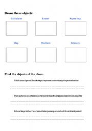 English worksheet: Objects the classroom