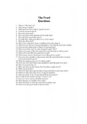 English Worksheet: The Pearl (beginning)