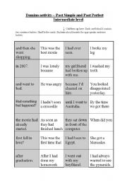 Domino activity (No. 11) - Past Simple and Past Perfect 