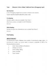 English Worksheet: Malaysian Traditional Dance