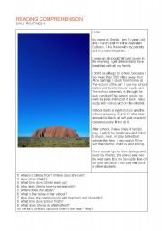 English Worksheet: reading daily routines in the australian outback