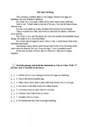 English Worksheet: the ugly duckling