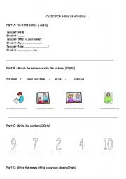 English Worksheet: ELEMENTARY QUIZ