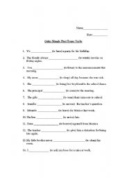 English worksheet: Simple Past Tense Verbs Quiz