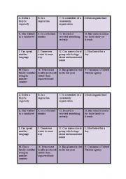 English Worksheet: Ecobingo