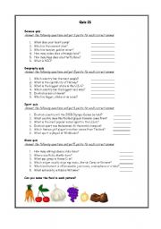 English Worksheet: Quiz 21-25