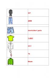English Worksheet: flashcards to teach the names of the clothes