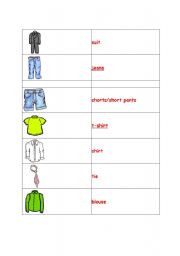 English worksheet: flashcards to teach the names of the clothes