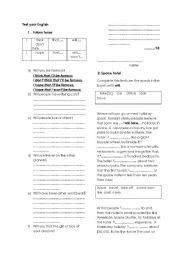 English Worksheet: Test Your English - Simple future