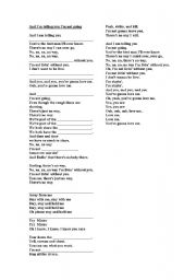 English worksheet: SONG: And I am telling you I am not going