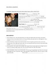 English worksheet: describing celebrities