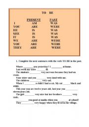 English worksheet: TO   BE 