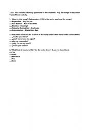 English Worksheet: 5 songs in one lesson to practise listening and fill your time