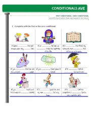 English Worksheet: CONDITIONALS - ZERO vs FIRST (type zero and first contrasted)