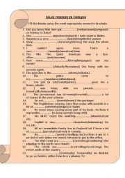 English Worksheet: False Friends in English