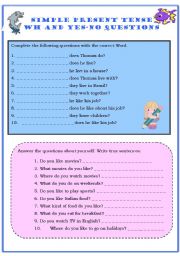 SIMPLE PRESENT TENSE - WH AND YES-NO QUESTIONS 