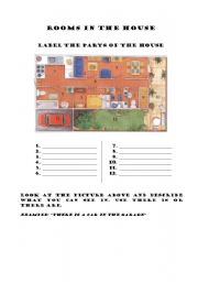 English Worksheet: Rooms in the house
