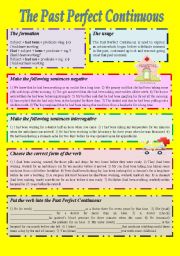 English Worksheet: The Past Perfect Continuous