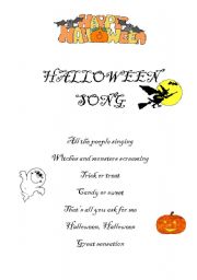 English worksheet: Halloween Song