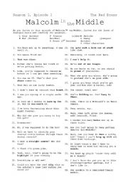 English Worksheet: Malcolm in the Middle - The Red Dress