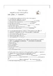 English Worksheet: simple past 