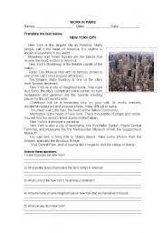 English Worksheet: New York