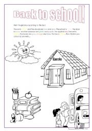 English Worksheet: cover- back to school!!!