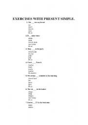 English worksheet: EXERCISES WITH PRESENT SIMPLE.