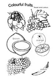 English Worksheet: colourful fruits