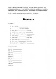 English worksheet: Numbers