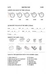 English Worksheet: test 5th/6th grade