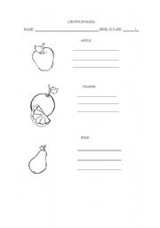 English Worksheet: Fruits