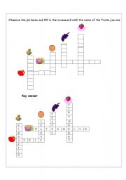 English worksheet: Crossword Fruits