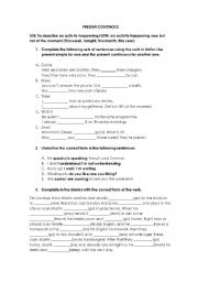 English worksheet: present continuous